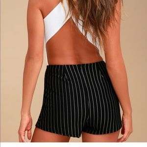 Lulus Groove Queen Black Striped Skort